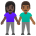 woman and man holding hands, dark skin tone, medium-dark skin tone